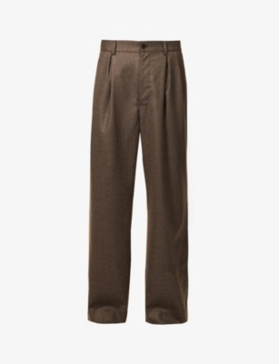 STILL BY HAND: Pleated relaxed-fit wide-leg wool-blend trousers