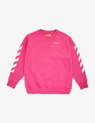 Off-white Pink Sweatshirt With White Print In Fuchsia White