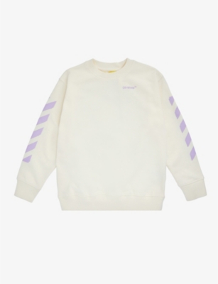 Off-white Kids' Rubber Arrow Logo Cotton-jersey Sweatshirt 4-12 Years In Off White Lilac