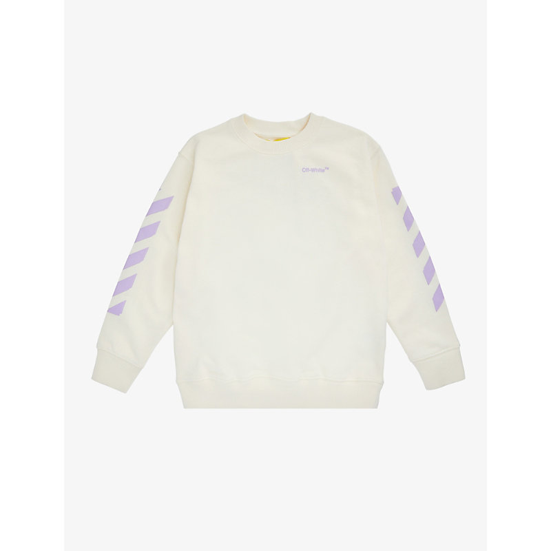 Off-white Kids' Rubber Arrow Logo Cotton-jersey Sweatshirt 4-12 Years In Off White Lilac