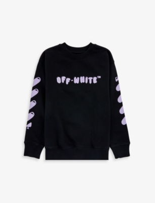 Off-white Balloons Logo Cotton Jersey Sweatshirt In Black Lilac