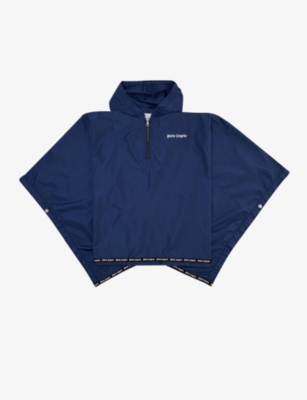 PALM ANGELS: Smiley-embroidered shell poncho jacket
