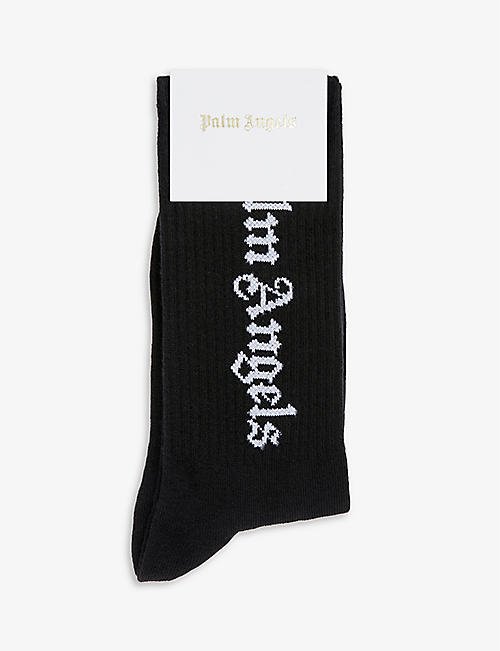 PALM ANGELS: Logo-print ankle-rise cotton-blend socks