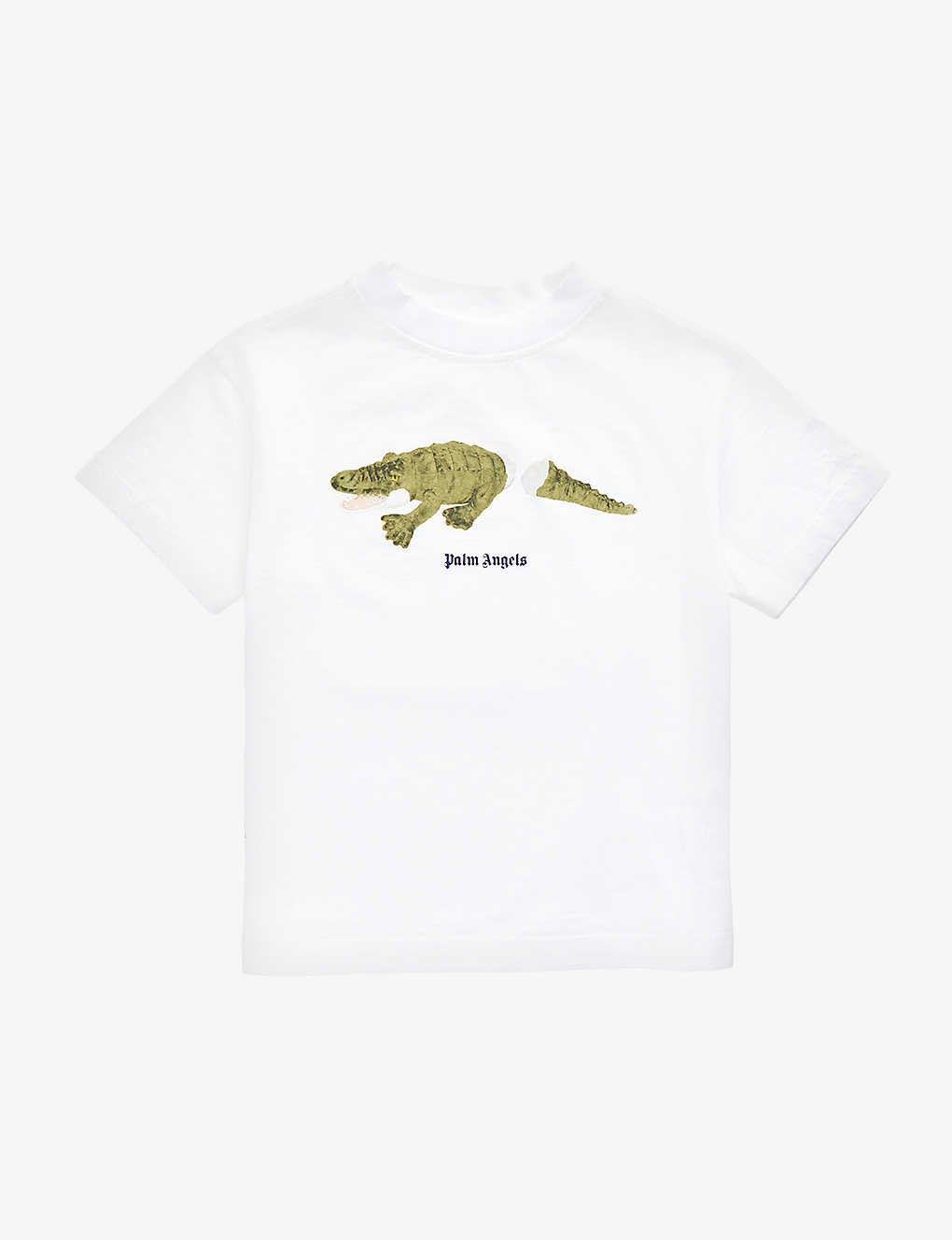 PALM ANGELS PALM ANGELS BOYS WHITE GREEN KIDS CROCODILE GRAPHIC-PRINT COTTON-JERSEY T-SHIRT 4-12 YEARS,64420050