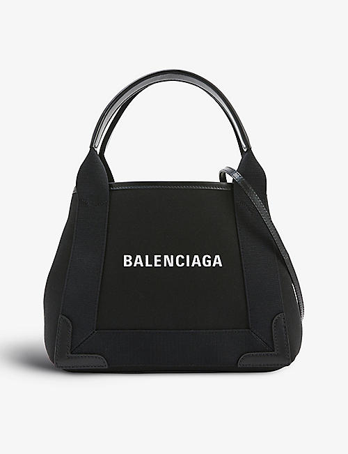BALENCIAGA: Logo-print cotton-blend shoulder bag