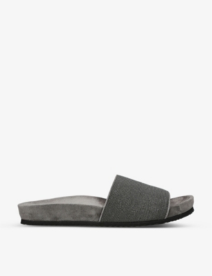 BRUNELLO CUCINELLI: Precious embellished suede sliders