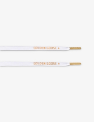 Golden Goose Branded Woven Laces In White/oth