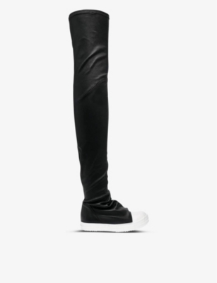 RICK OWENS Ramones Low Leather Sneakers Black - Wrong Weather