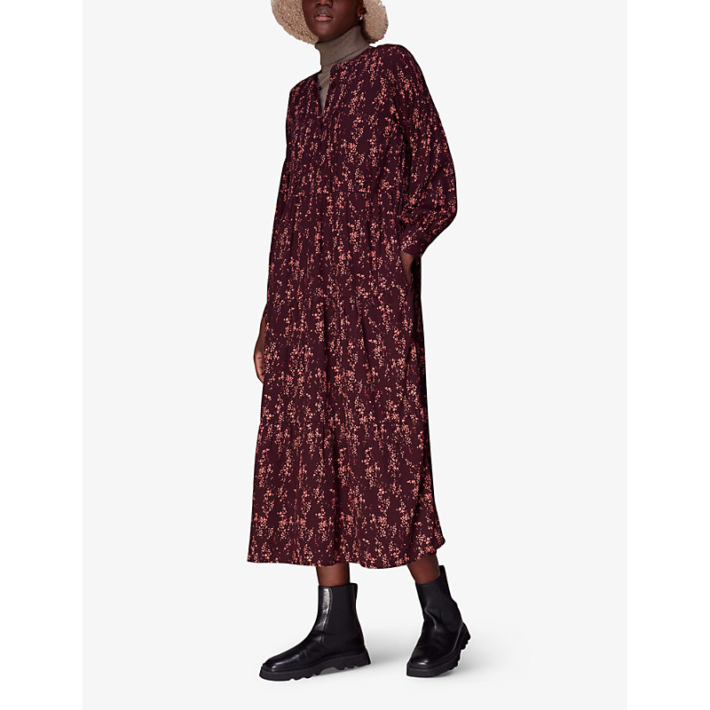 Shop Whistles Women's Multi-coloured Wisteria Dot-print Trapeze-shape Woven Midi Dress
