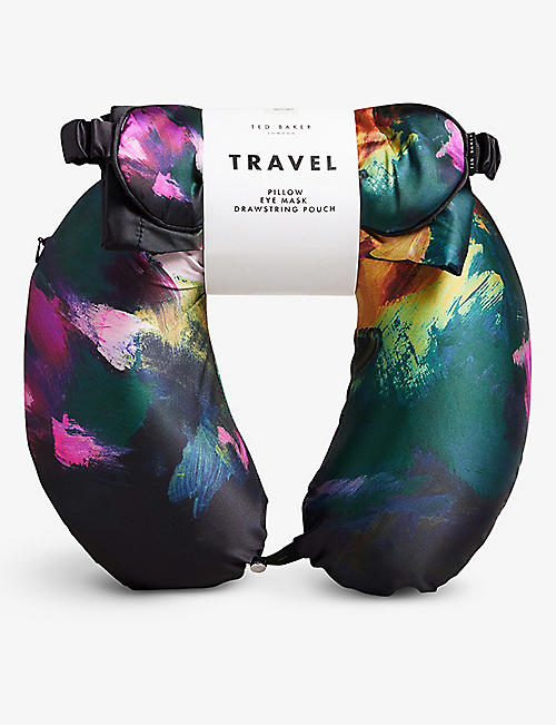 TED BAKER: Jannii art-print satin travel set