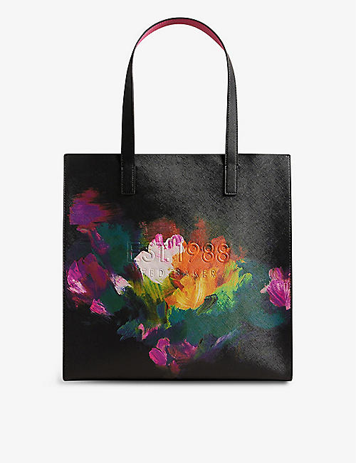 TED BAKER: Pelicon art-print large faux-leather icon tote bag