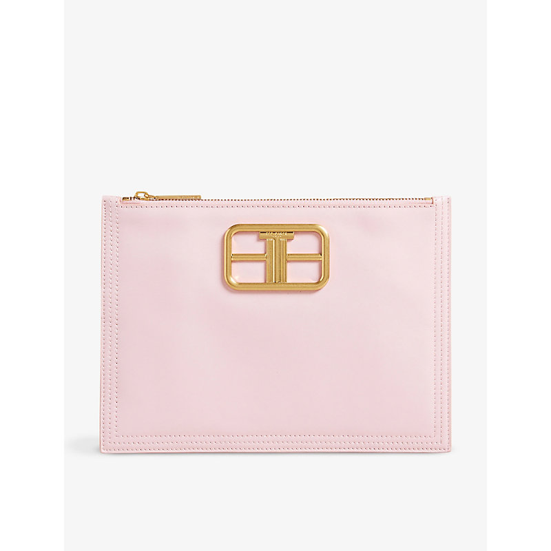 Ted Baker Womens Pl-pink Tikila T-branded Leather Clutch Bag