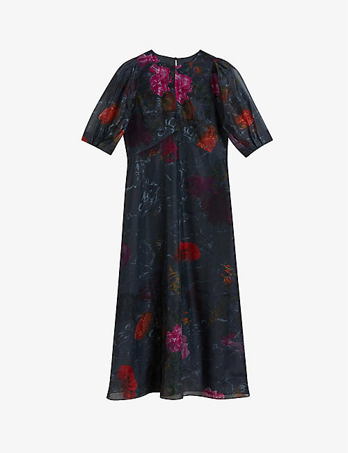 TED BAKER: Mekayla floral-print empire-line midi dress