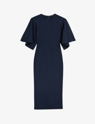 TED BAKER: Lounia fluted-sleeved bodycon stretch-knit midi dress