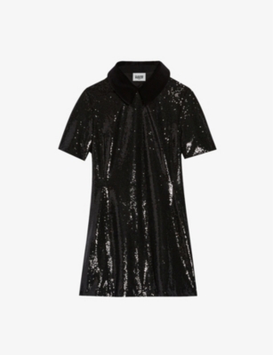 CLAUDIE PIERLOT Ramis velvet collar sequin embellished mini