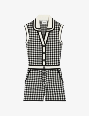 CLAUDIE PIERLOT Macombi gingham woven playsuit Selfridges