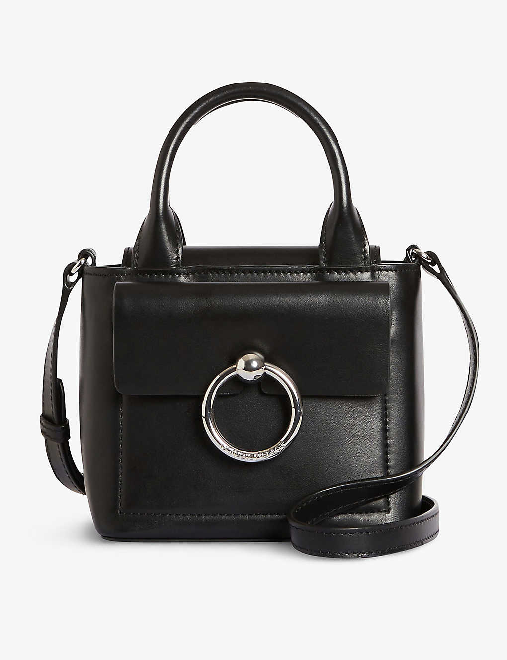 Claudie Pierlot Womens Noir / Gris Anouck Circle-clasp Leather Crossbody Bag