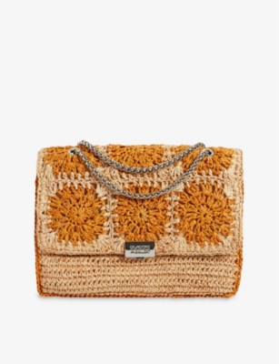 CLAUDIE PIERLOT Mimosa floral pattern raffia shoulder bag