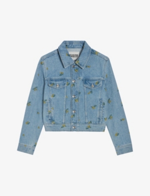 CLAUDIE PIERLOT Vinobrode floral embroidery boxy fit denim