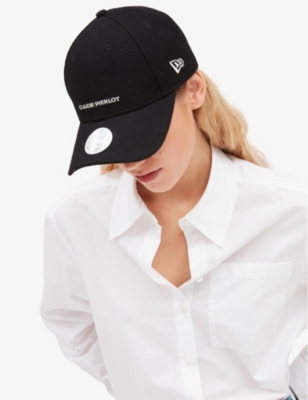 Shop Claudie Pierlot Womens Noir / Gris Logo-embroidered Wool-blend Baseball Cap