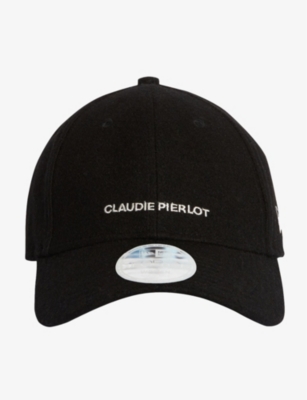 Shop Claudie Pierlot Womens Noir / Gris Logo-embroidered Wool-blend Baseball Cap