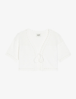 Claudie Pierlot Womens Naturels Miro Wave-trim Knitted Cardigan