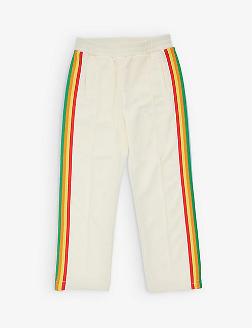 PALM ANGELS: Track striped woven jogging bottoms 4-12 years