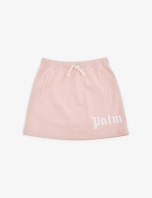 Palm Angels Logo-print Drawstring Skirt In Pink White