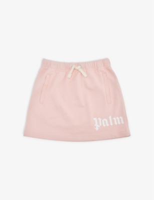 PALM ANGELS PALM ANGELS GIRLS PINK WHITE KIDS LOGO COTTON-JERSEY SKIRT 4-12 YEARS,64458251