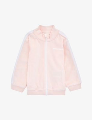 PALM ANGELS PALM ANGELS PINK WHITE LOGO-EMBROIDERED COTTON-BLEND JACKET 6-24 MONTHS,64458794