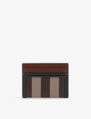 BURBERRY: Check-print faux-leather card-holder