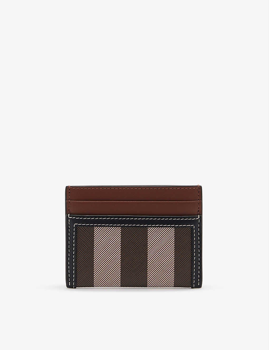 Burberry Check-print Faux-leather Card-holder In Dark Birch Brown