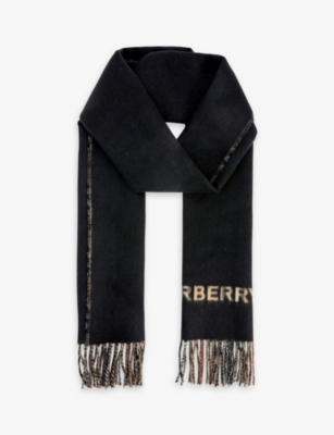 BURBERRY Reversible check pattern cashmere scarf Selfridges