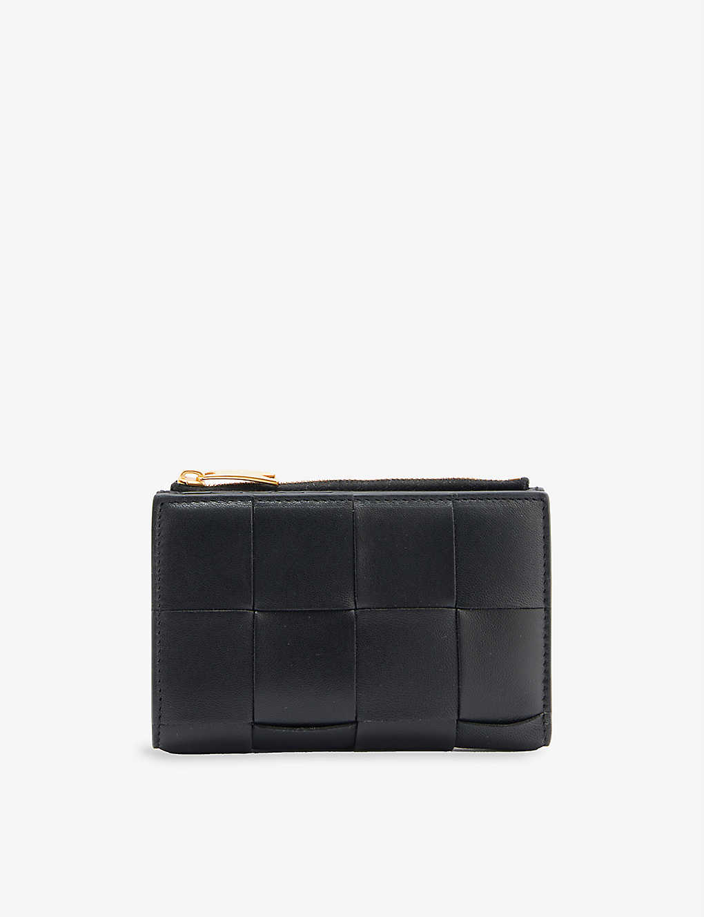 Bottega Veneta Womens Black-gold Intrecciato Leather Wallet