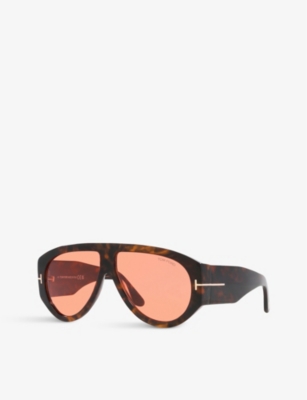 Tom Ford Bronson Aviator Acetate Sunglasses In Brown