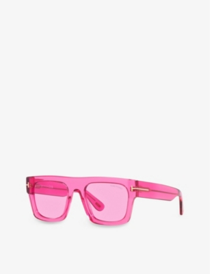 Tom Ford Fausto Square Semi-transparent Acetate Sunglasses In Pink