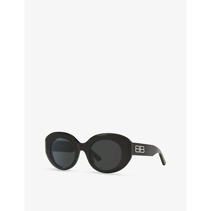 Shop Balenciaga Women's Black Bb0235s Round-frame Acetate Sunglasses
