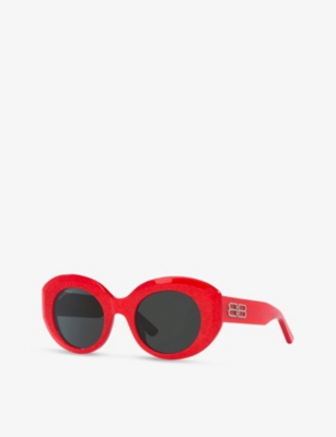 Balenciaga Womens Red Bb0235s Round-frame Acetate Sunglasses In Red