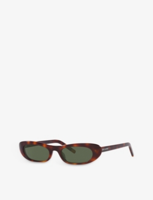 Shop Saint Laurent Women's Brown Sl557 Rectangular-frame Acetate Sunglasses