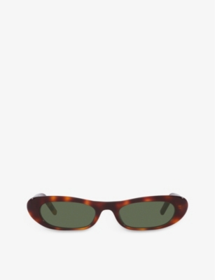Saint Laurent Womens Brown Sl557 Rectangular-frame Acetate Sunglasses