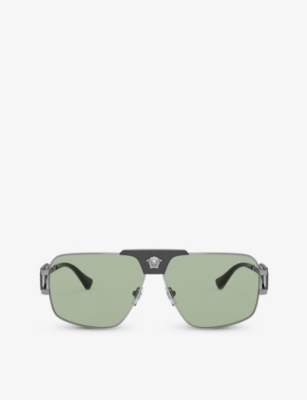 Versace Womens Grey Ve2251 Pillow-frame Steel Sunglasses