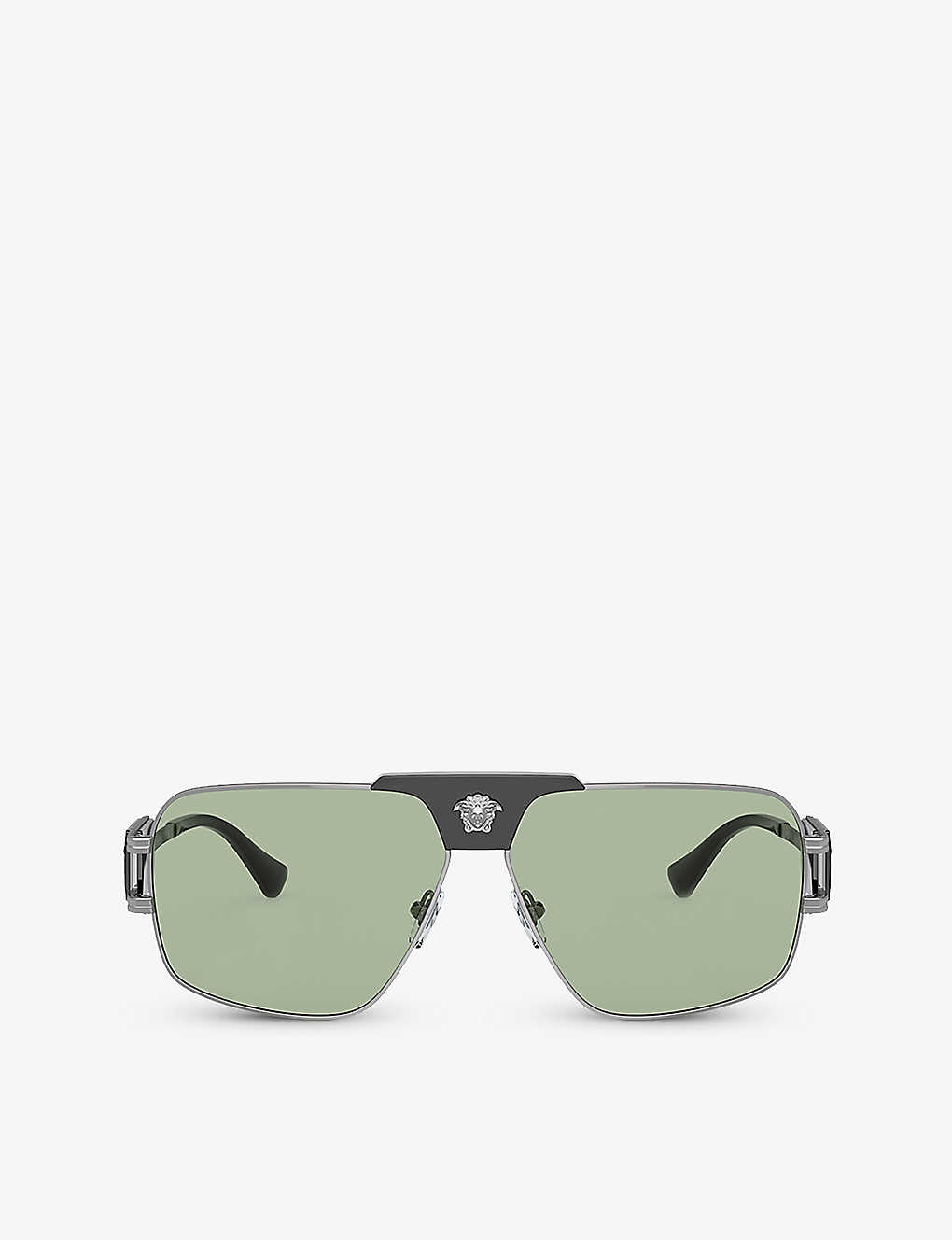 Versace Womens Grey Ve2251 Pillow-frame Steel Sunglasses