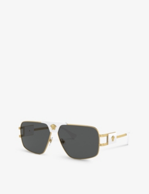 VERSACE WOMENS VE2251 PILLOW-FRAME STEEL SUNGLASSES GOLD 