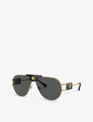 Shop Versace Women's Gold Ve2252 Aviator-frame Steel Sunglasses