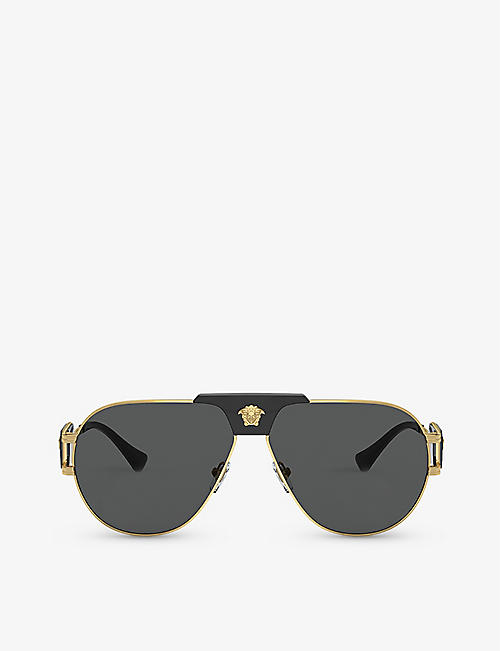 VERSACE: VE2252 aviator-frame steel sunglasses