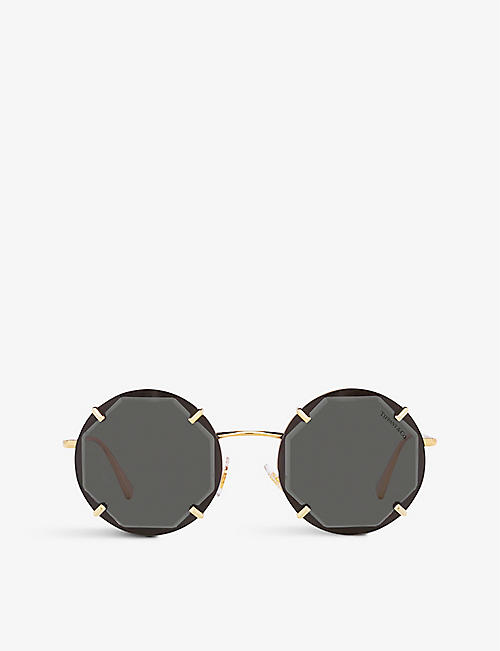 TIFFANY & CO: TF3091 round-frame metal sunglasses