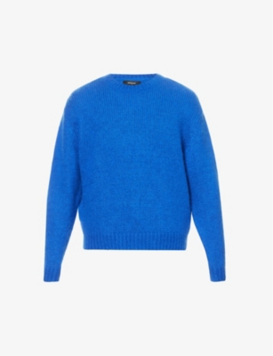 REPRESENT REPRESENT MEN'S COBALT BLUE BRUSHED-TEXTURE RELAXED-FIT KNITTED JUMPER,64471311