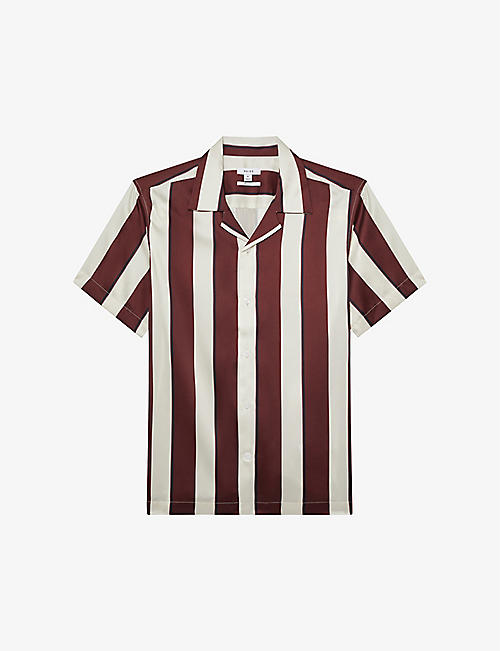 REISS: Virginia striped short-sleeved recycled-polyester shirt