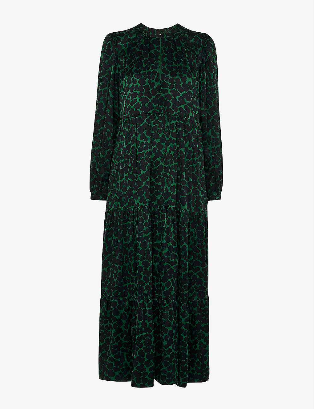 Whistles Womens Multi-coloured Animal-print Tiered Woven Midi Dress