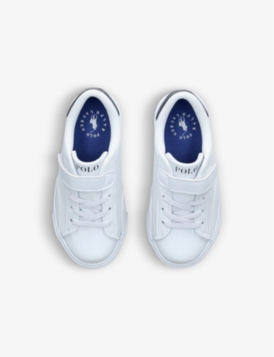 Shop Polo Ralph Lauren Boys White Kids Theron Embroidered-logo Faux-leather Trainers 6 Months-4 Years